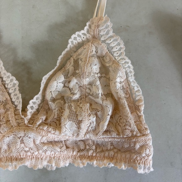 Talula Lace Bralette Small Nude Sparkle Holiday Coquette Dainty Minimalist - Picture 2 of 10
